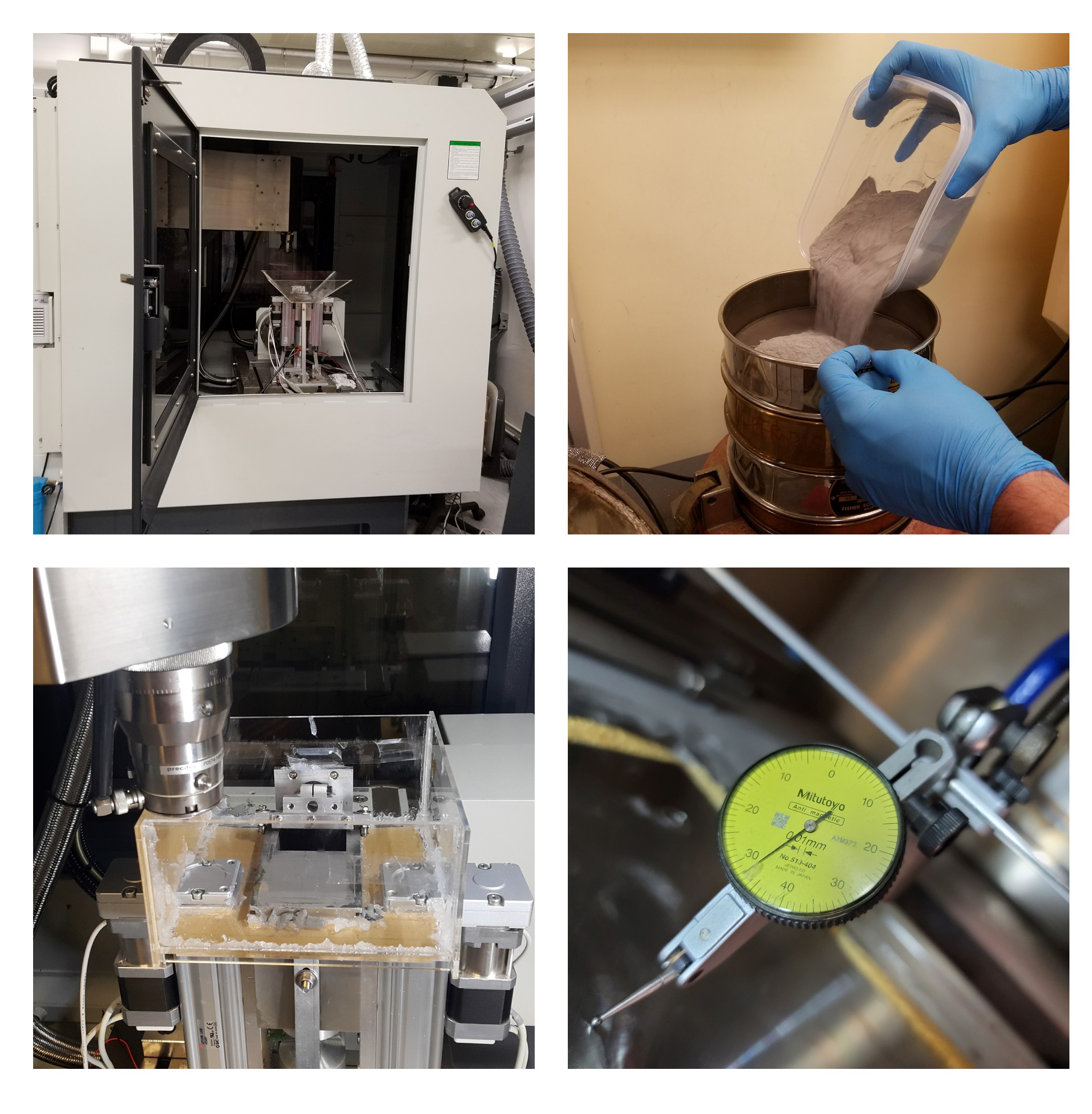 Metal powder is put into the machine to 3D print various products.