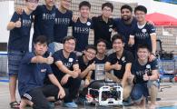 HKUST’s Robotics Team leader Prof Woo Kam Tim (second left, front row), his team members and their ROV Beluga.