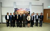 The organizers and speakers (from left) – (4th) Prof Michael Wang, Director of the HKUST Robotics Institute; (5th) Dr David Chung Wai-keung, Under Secretary for Innovation and Technology, HKSAR Government; (6th) Prof Wei Shyy, Executive Vice-President & Provost, HKUST; (8th) Prof Nancy Ip, Vice-President for Research and Graduate Studies, HKUST; and (9th) Prof Tim Cheng, Dean of Engineering, HKUST.