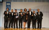 Prof. CHEN Guanghao (fourth left) and his research team received the Bronze Medal of Project Innovation Awards from Diane D’ARRAS (fourth right), President of International Water Association (IWA) at the IWA World Water Congress and Exhibition on September 17, 2018.	