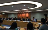 Professors Charles Ng (2nd from right), Mohamed Ghidaoui (5th from the right) and Joseph Lee (6th from the right), attending the Theme-based Research Scheme Media Briefing on 13th July 2015. 