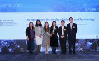 A Civil and Environmental Engineering team received the Outstanding Students Award at the Autodesk Hong Kong BIM Awards 2019. From left to right: Dr. Wendy Lee, Regional Manager of Autodesk Hong Kong, Sampriti Dwivedy, Chan Sum-Chau, Chen Weiwei, Prof. Jack Cheng, and Dr. Bernard Chan, Under Secretary for Commerce and Economic Development
