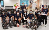 (Back row, from right) Prof. Tim Woo, Director of the Center for Global & Community Engagement, and Associate Professor of Engineering Education; and Dr. Crystal Fok, Chairperson of Robocon 2020 Hong Kong Contest Organizing Committee, and Director of AIR Platform and Precision Engineering, Hong Kong Science and Technology Parks Corporation, together with the leaders (front row, from right) Yiu Cheuk-Tung and Lam Cheuk-Hei as well as members of the HKUST Robocon Team