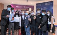 A group photo of Acting Director of Entrepreneurship Center, Mr. Donny Siu (fifth left), Mr. Andrew Young (fourth left), Associate Director (Innovation) of the Sino Group, and the winners.