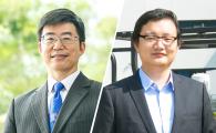 Prof. Zhang Limin (left) and Prof. Liu Ming (right) received a First Class Award in Natural Science and a Second Class Award in Technology Invention respectively.