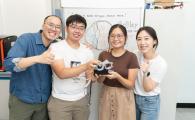 (From left) Kwok Kin-Nam, Chan Kwun-Chung, Minji Seo, and Leung Yuen-Yin awarded 2022 James Dyson Award National Winners with their invention O_Oley.