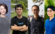 Prof. Lu Mengqian (first left) and her team members Zhang Lujia (second left, PhD student), Zhao Yang (second right, former postdoctoral fellow), and Cheng Tat-Fan (first right, postdoctoral fellow) who co-authored the research paper on “Future Changes in Global Atmospheric Rivers Projected by CMIP6 Models”