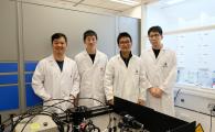 Prof. Zhou Yanguang (second right), Assistant Professor of Mechanical and Aerospace Engineering at HKUST, and his PhD students Fan Hongzhao (first left), Wang Guang (second left) and Li Jiawang (first right)