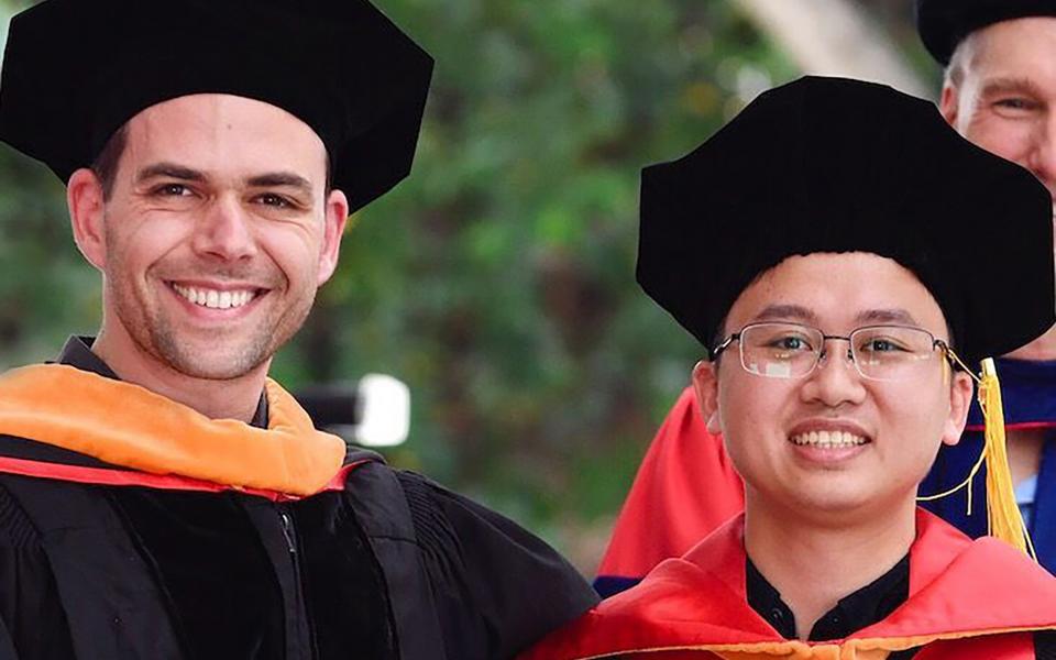 Qifeng with his PhD supervisor Professor Vladlen KOLTUN (right) at Stanford University.