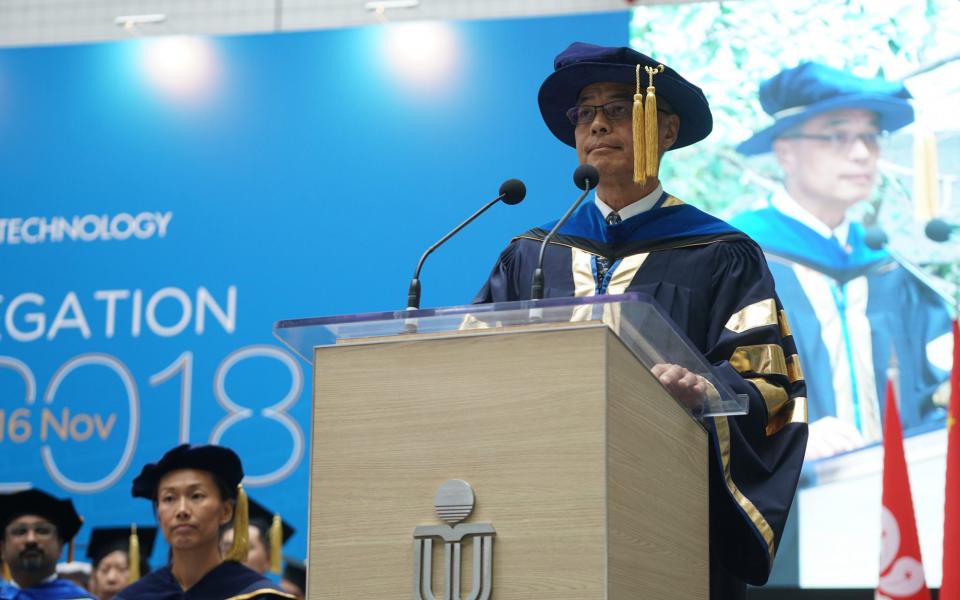 Prof. Wei SHYY delivers his installation speech.