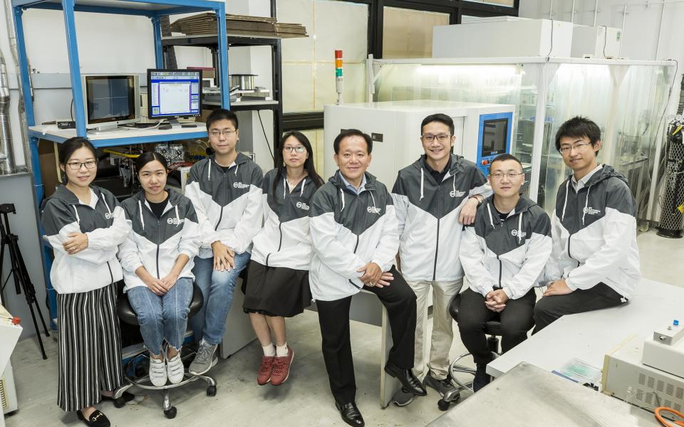 Prof. Ricky Lee (fourth from right) would like to thank all his group members over the years. Pictured are his current group members, including staff at the Center for Advanced Microsystems Packaging and his postgraduate students.