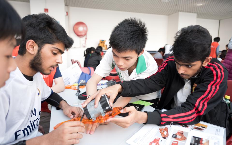 2. Students design and build the robots from scratch. Students are getting some hands-on experience on robotics.