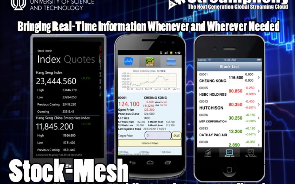 Stock-mesh achieves sub-second delays between server and client, bringing faster, more accurate stock quote data to smart-phone users. 