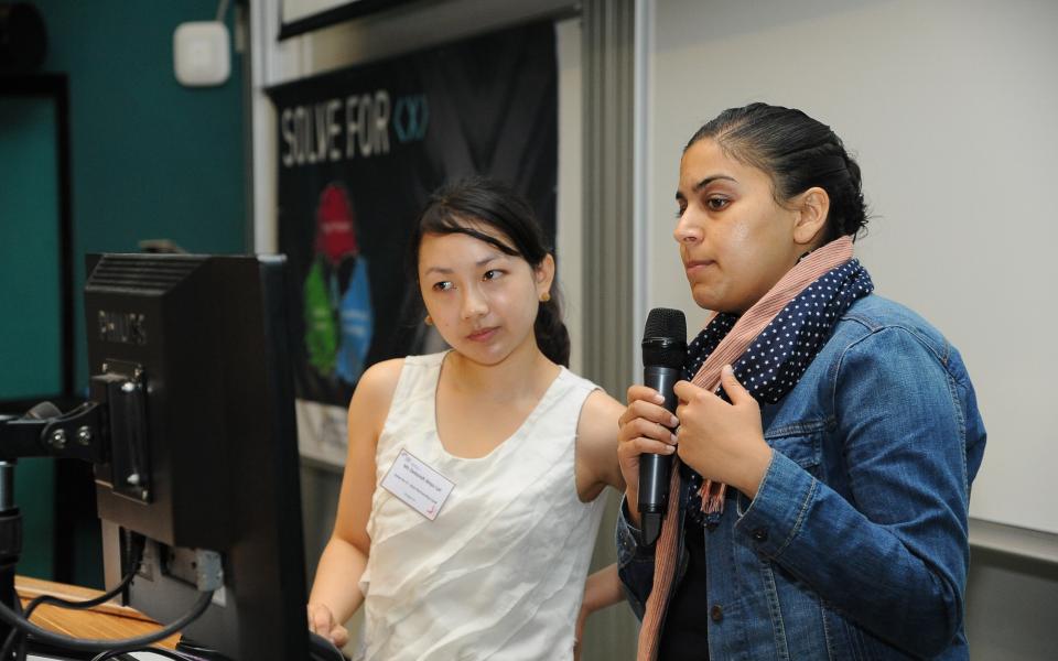 Ms Deborah Anyu Lai (left) and Ms Puneet Ahira, both from Google, are answering the questions raised by the audience.  