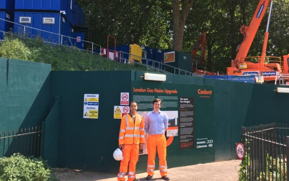 Pishun (left) worked at construction site with colleague