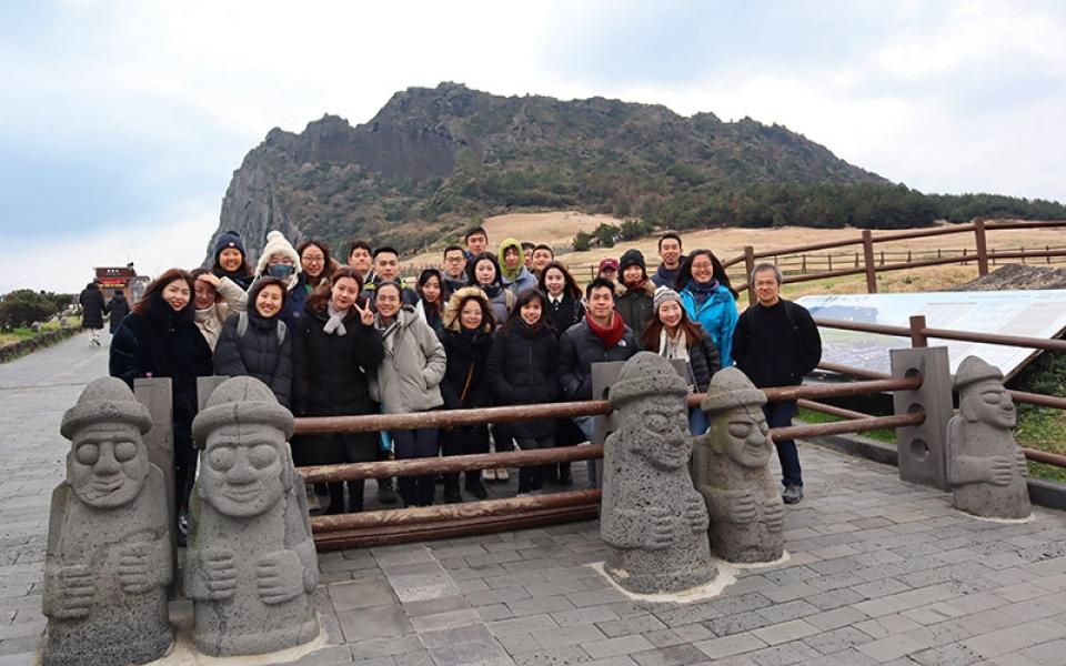 Jusangjeolli Cliffs are formed from angular volcanic pillars of rock