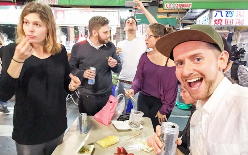 Students enjoyed street food at Kaohsiung, Taiwan