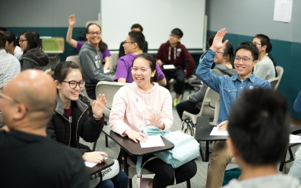 Faculty and student ambassadors having fun in ice-breaking games!