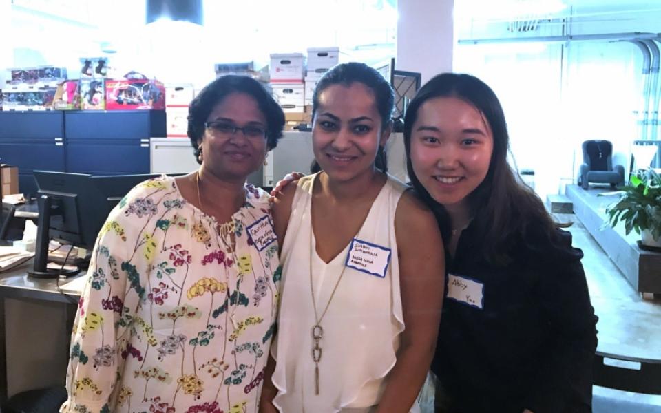 Abby (right) attended a meetup event entitled “Women in Robotics” to learn from engineers with strong industry background