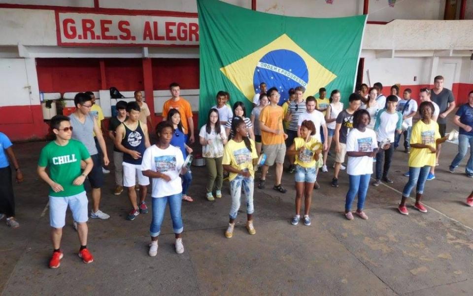 Students learned Samba steps with accompaniment by a children’s drum band at a Favela in Rio de Janeiro