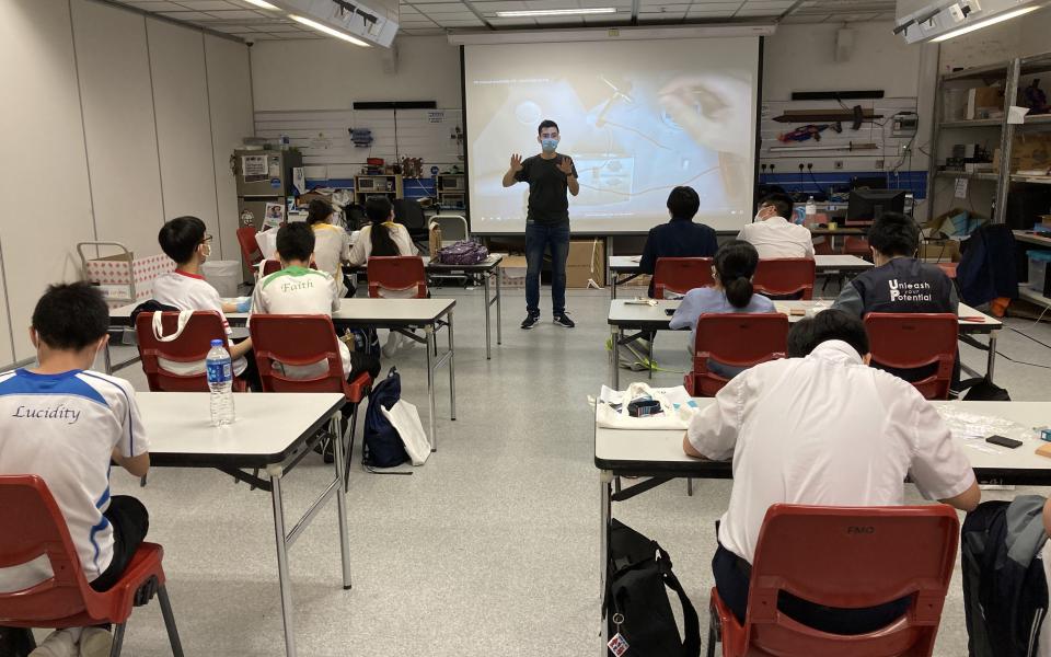 Participants attended two workshops at HKUST campus in May and June 2021 to learn about building and assembling the disinfection devices. 