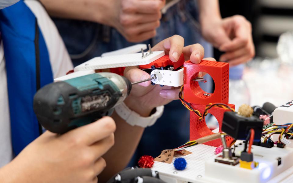 The robots were built by the student teams with 3D printed parts and their creativity. 