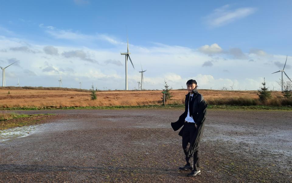 Binnie learned about how wind turbines worked during a site visit at the Whitelee Wind Farm in Glasgow, the largest onshore wind farm in the UK and second-largest in Europe.