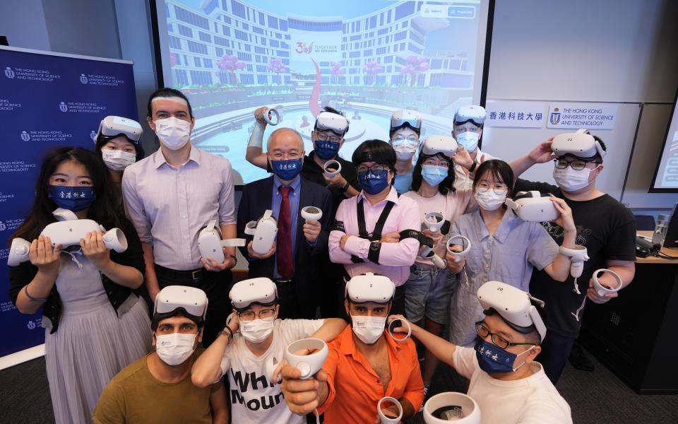 Members of the multicultural MetaHKUST research team, with Prof. Hui (second row, third right) and Prof. Wang Yang (second row, third left).