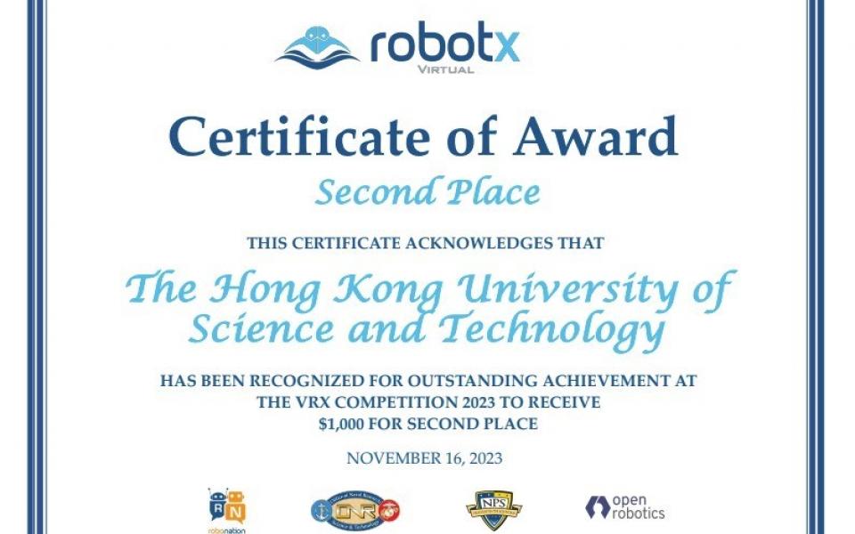 The HKUST ROV Team is the Second Place winner in the international Virtual RobotX Competition 2023.