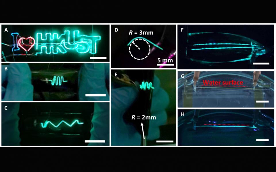 Electroluminescence of flexible full-color Fi-LEDs.