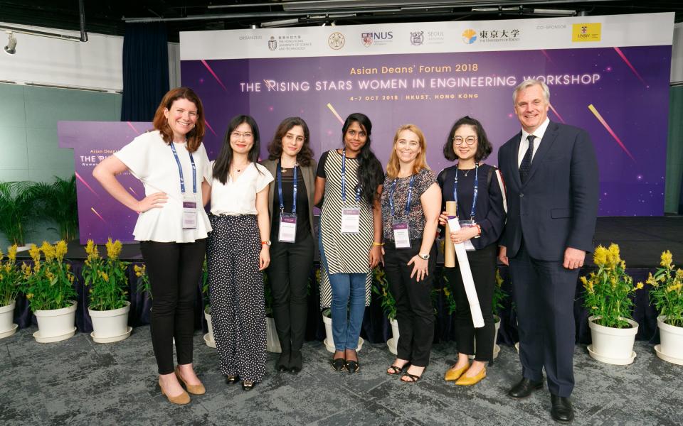 Prof. Jian Sisi (second right) and other participants and speakers at the Asian Deans’ Forum’s Rising Stars Women in Engineering Workshop in October 2018.