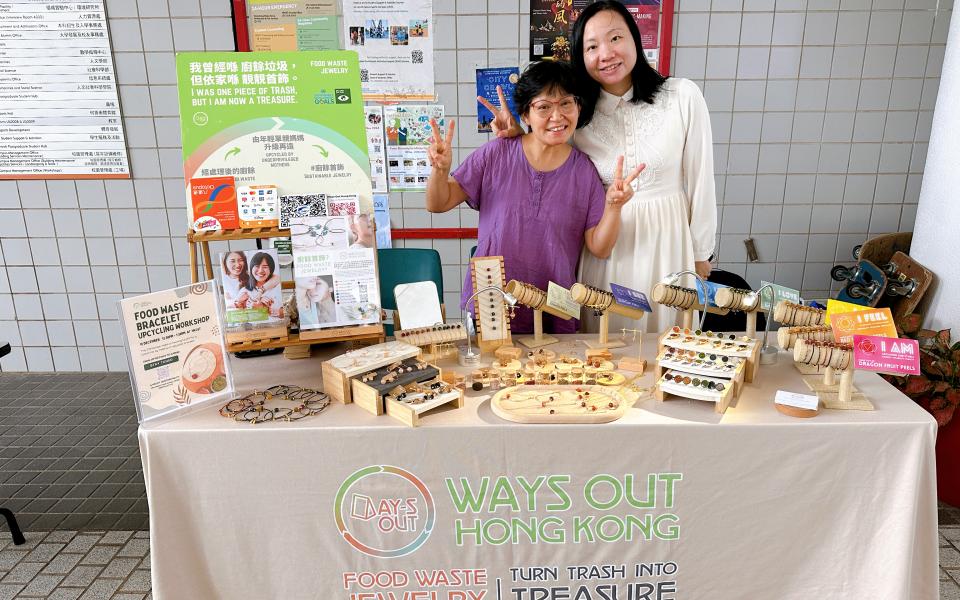 Ways Out Hong Kong also showcased their handmade jewelry that are transformed from food waste like fruit and vegetable peels and coffee grounds, empowering underprivileged women in Hong Kong. 