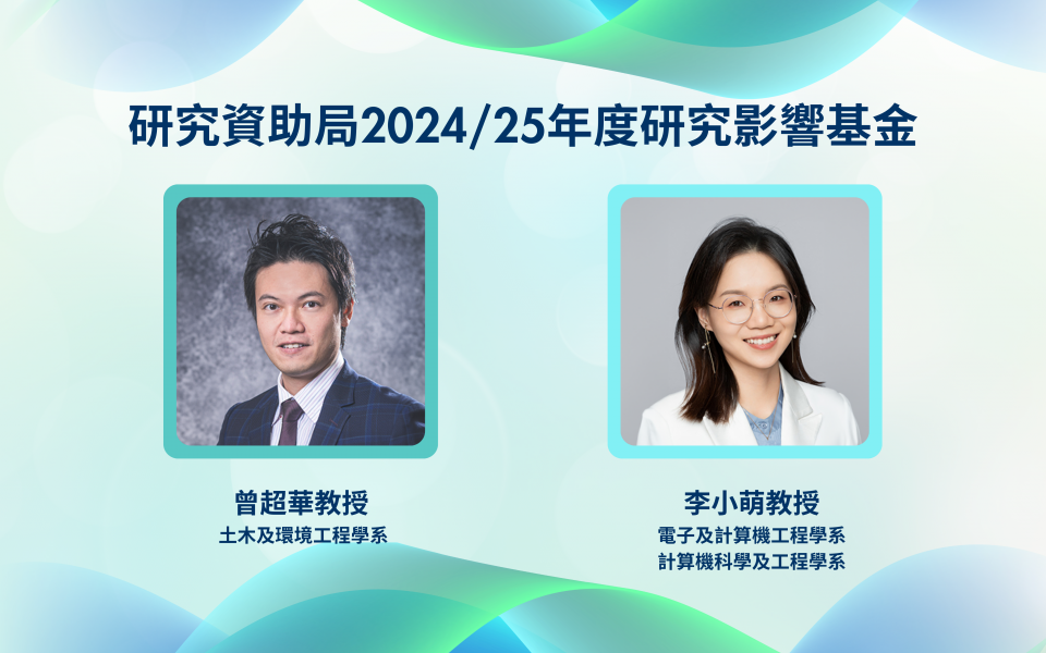 曾超華教授及李小萌教授獲研究資助局2024/25年度研究影響基金共980萬撥款