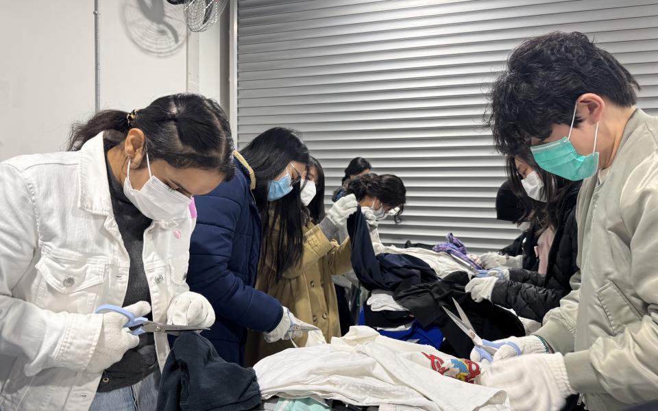 The training workshops took them on eye-opening visits to CHAT (Centre for Heritage, Art and Textile) at The Mills and HKRITA’s Open Lab, where the students learned about the sustainability issues of overproduction and overconsumption in the clothing industry.