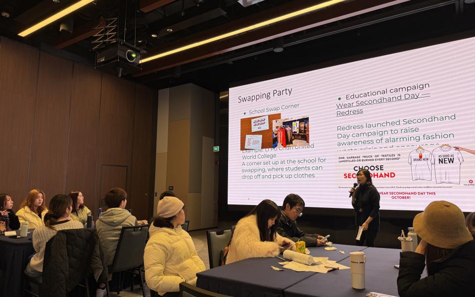 With their new insights, the students teamed up in university-based teams to design projects to inspire their campus community to rethink clothing consumption. 