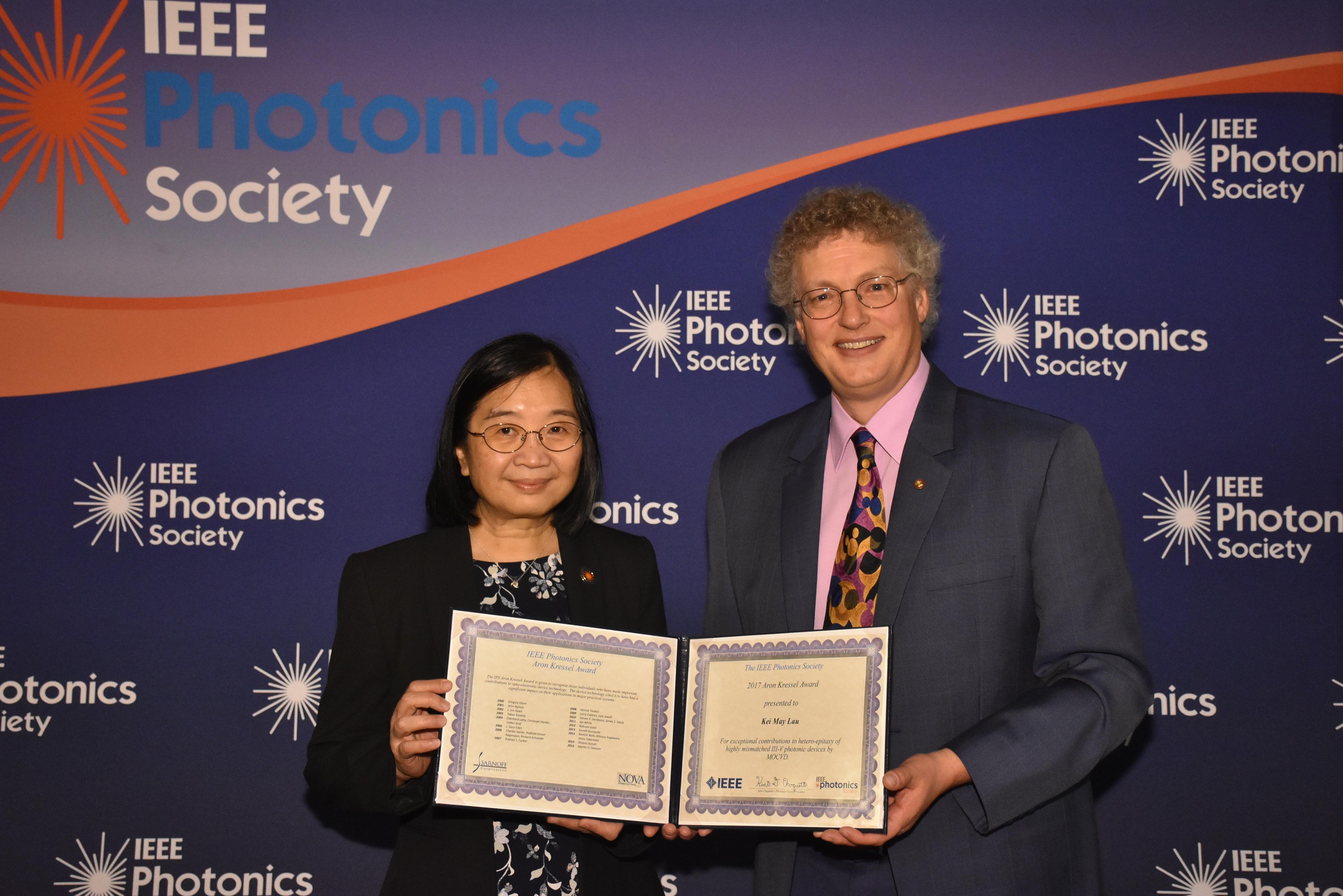 Prof Kei May Lau Honored with IEEE Photonics Society Aron Kressel Award