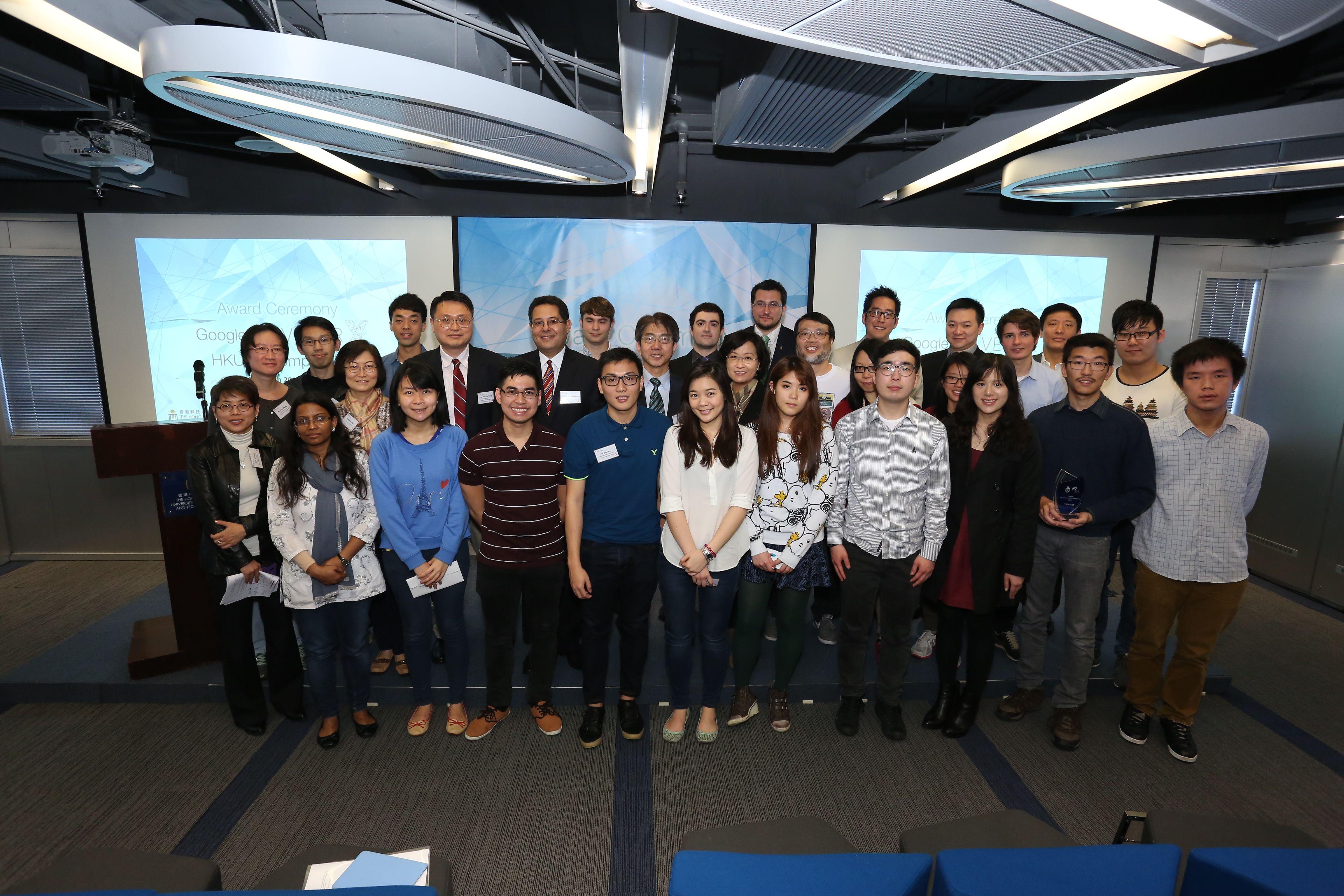 Group Photo of the faculty and the awardees of Google Solve For X HKUST Competition