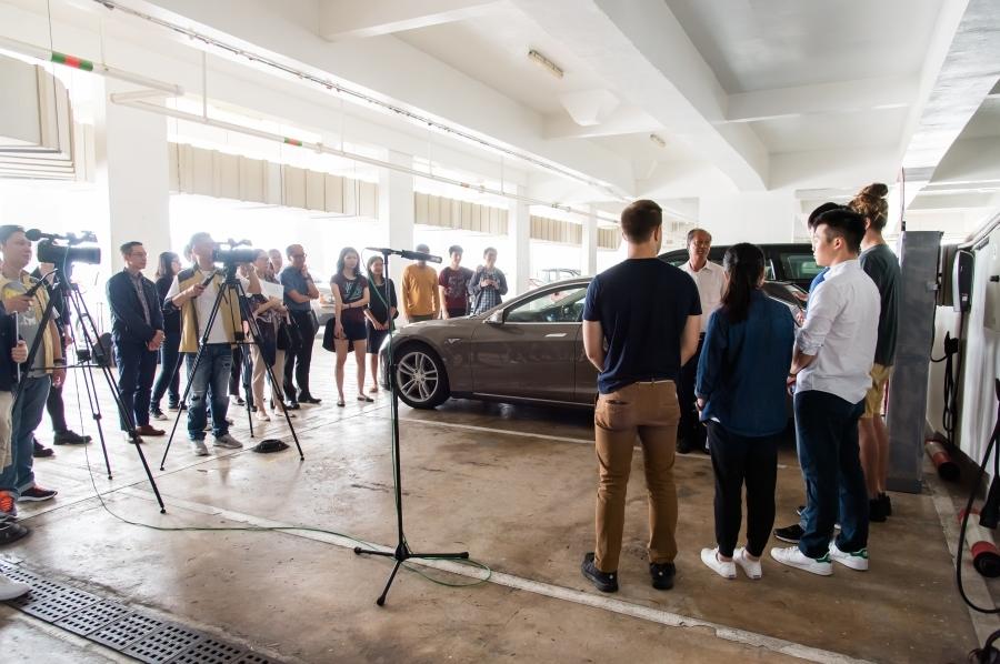 Tesla team presented their prototype with a real Tesla at HKUST carpark