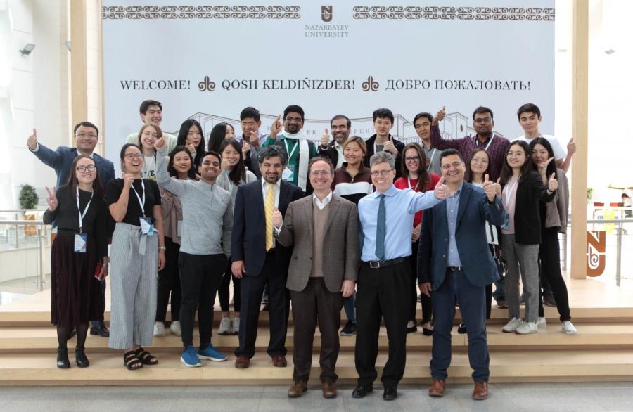 Participants of the AUA Student Competition 2019 took photo with the faculty members of Nazarbayev University