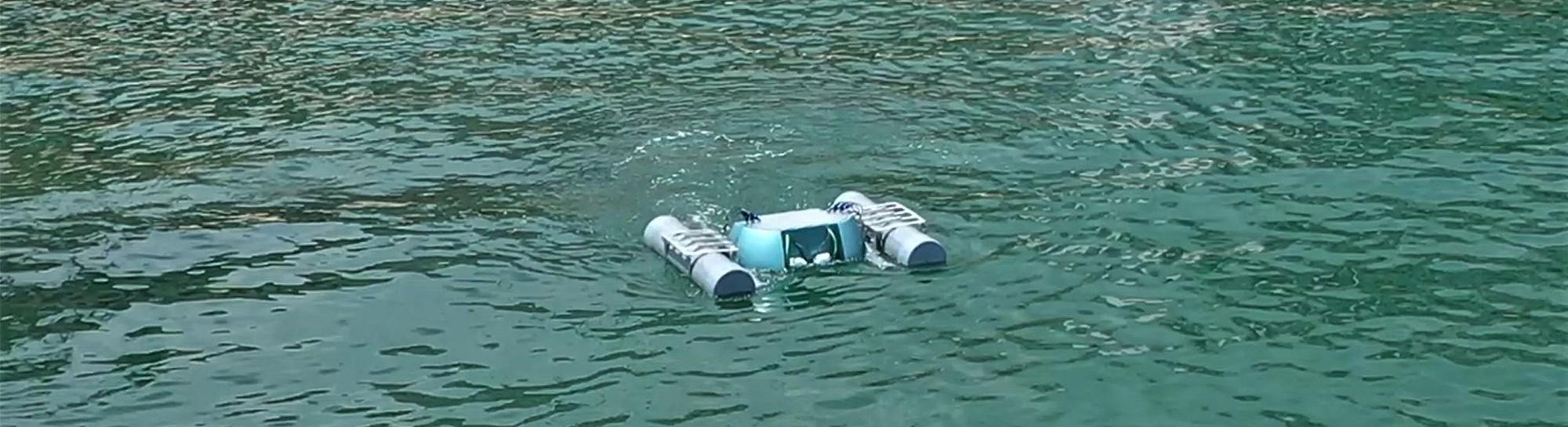 The Smart Fish conducts microplastics sampling near the seaside of the HKUST campus.