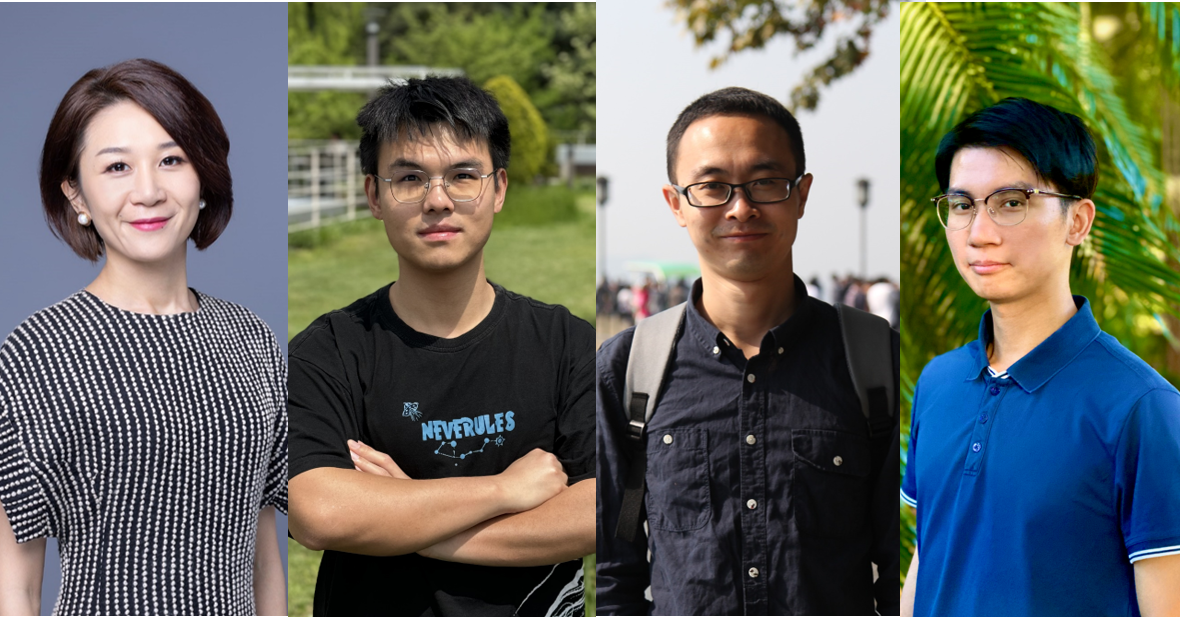 Prof. Lu Mengqian (first left) and her team members Zhang Lujia (second left, PhD student), Zhao Yang (second right, former postdoctoral fellow), and Cheng Tat-Fan (first right, postdoctoral fellow) who co-authored the research paper on “Future Changes in Global Atmospheric Rivers Projected by CMIP6 Models”